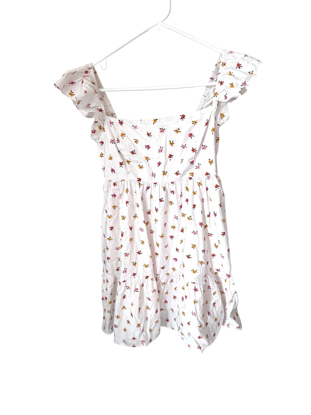 Reformation Girls Floral Mini Dress 4 White Cottagecore Fairycore Ruffle kids